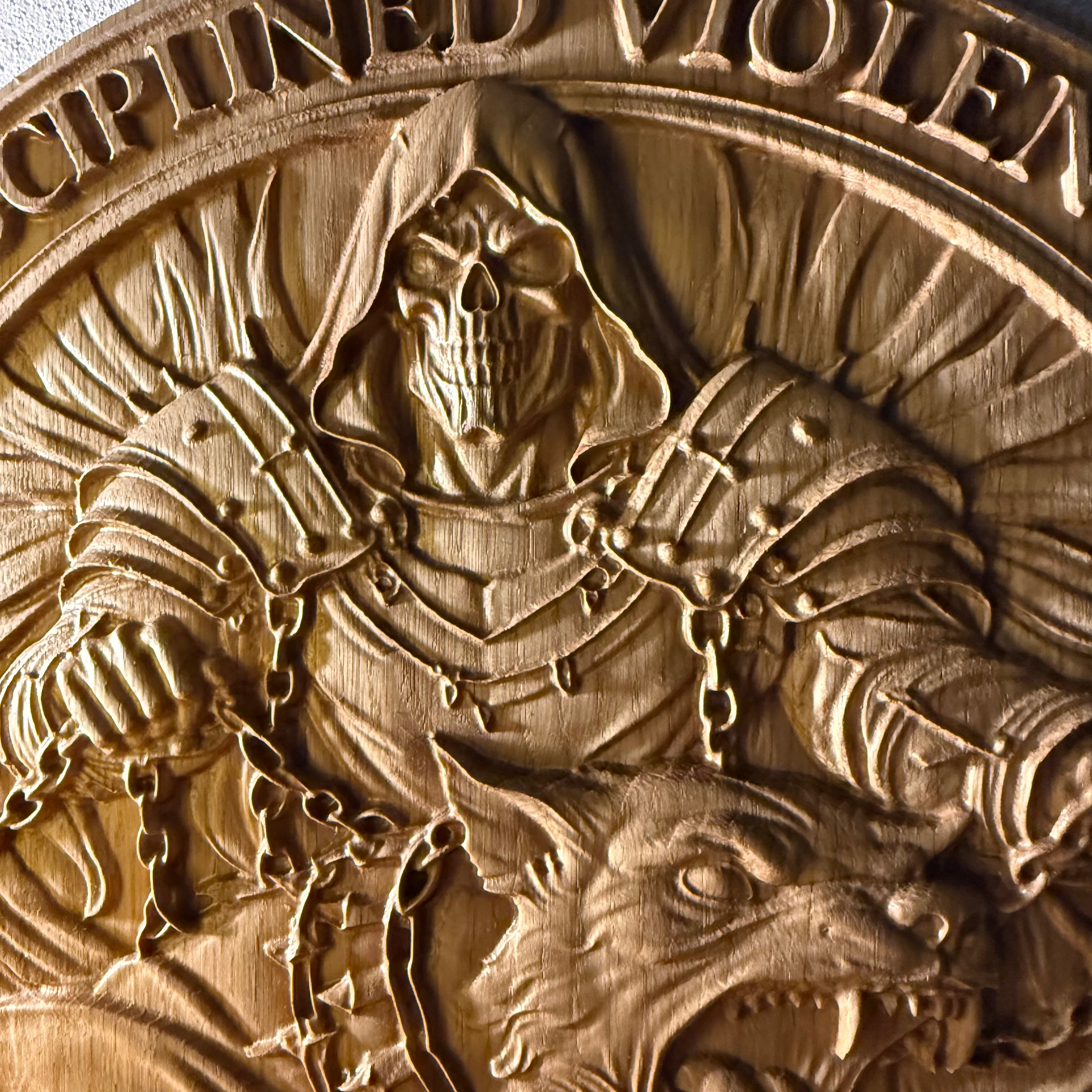 Disciplined Violence – Memento Mori Round Wall Plaque | High-Relief Masculine Statement Art